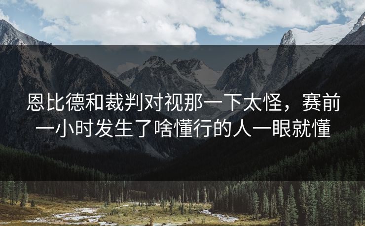 恩比德和裁判对视那一下太怪，赛前一小时发生了啥懂行的人一眼就懂