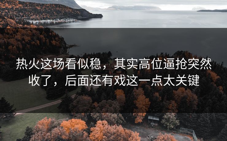 热火这场看似稳,其实高位逼抢突然收了,后面还有戏这一点太关键 热火这场看似稳,其实高位逼抢突然收了,后面还有戏这一点太关键